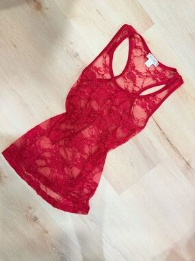 Red Lace Tank Chemise - Unbranded Women’s Intimates